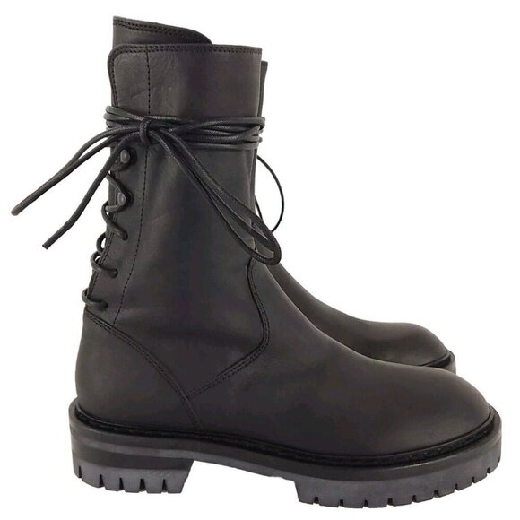 Ann Demeulemeester Louise Dusty Leather Combat Boots Size 37 7 Womens Black - Picture 4 of 13